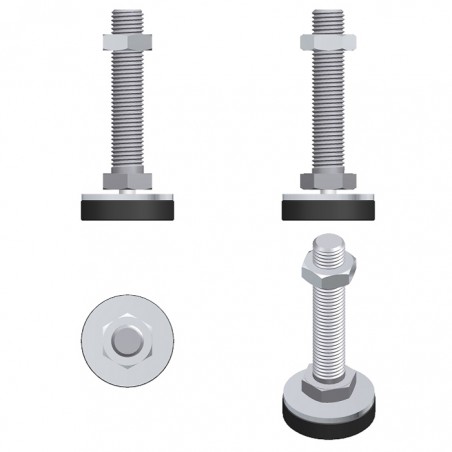 Metallic Leg Leveler with Rubber Base.